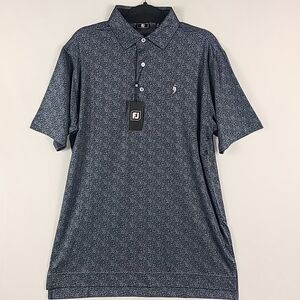 NEW FootJoy Men's Speckle Black Print Collar Golf Polo Sz M NWT